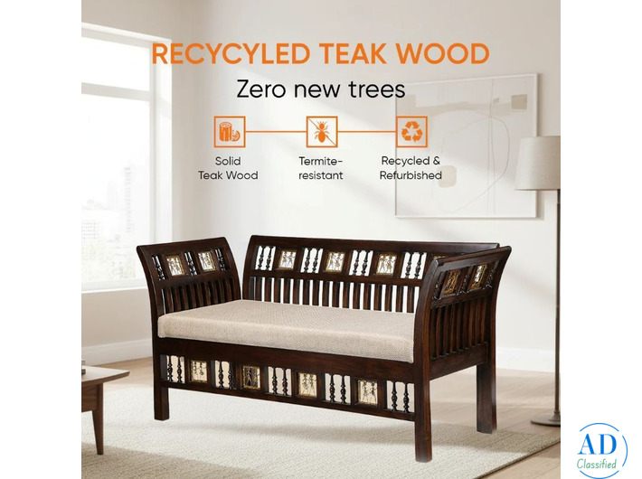Luxury Teak Wood 2 Seater Sofa Shop Now