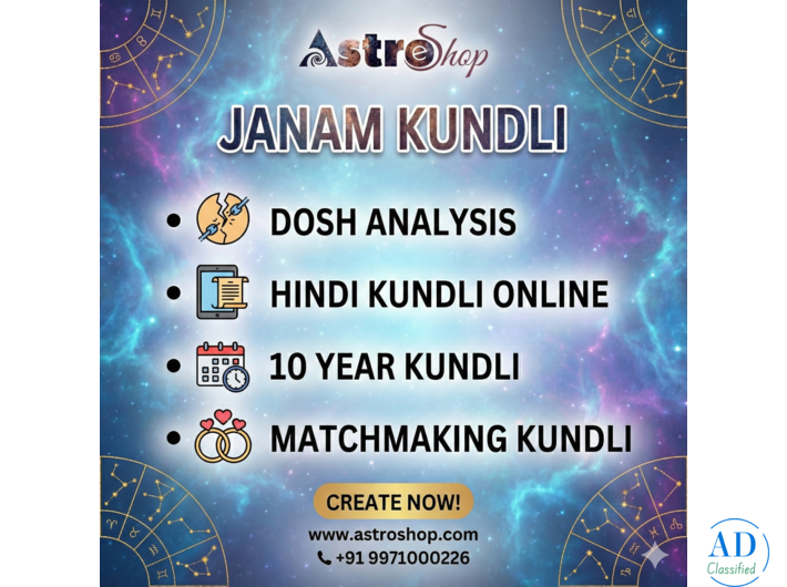 Janam Kundli in Hindi – Dosh Analysis, 10-Year Kundli & Matchmaking Online | Astroeshop