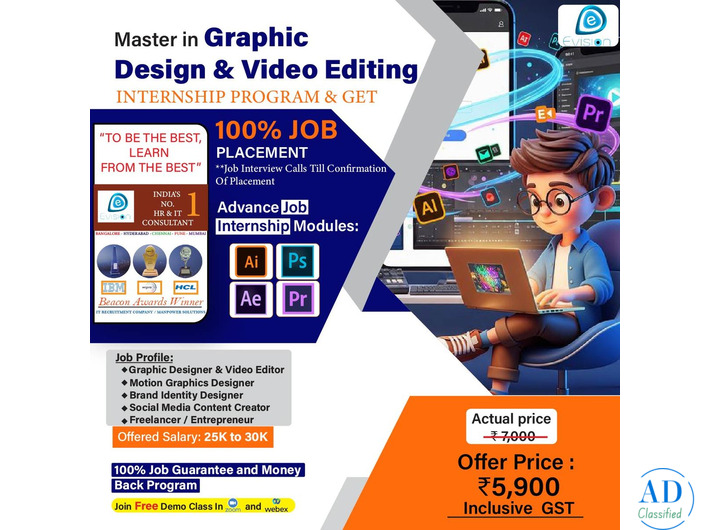 Master Graphic Design & Video Editing with Industry-Focused Internship - Evision Technoserve