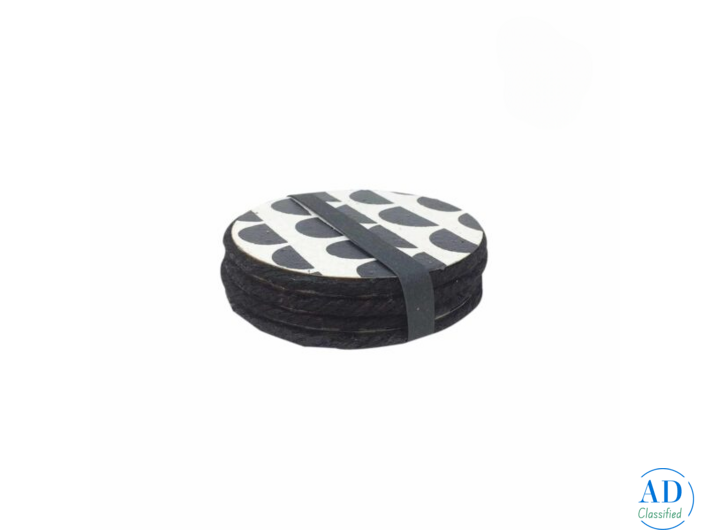 White Coasters – Stylish Screen-Printed Cloud Design