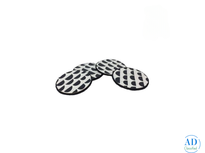 White Coasters – Stylish Screen-Printed Cloud Design